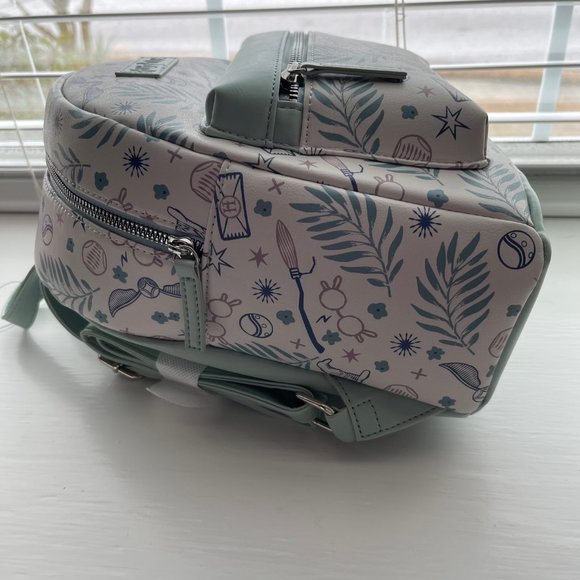 New Bioworld Harry Potter Symbols Mint Green and Ivory Mini Backpack - Picture 5 of 8